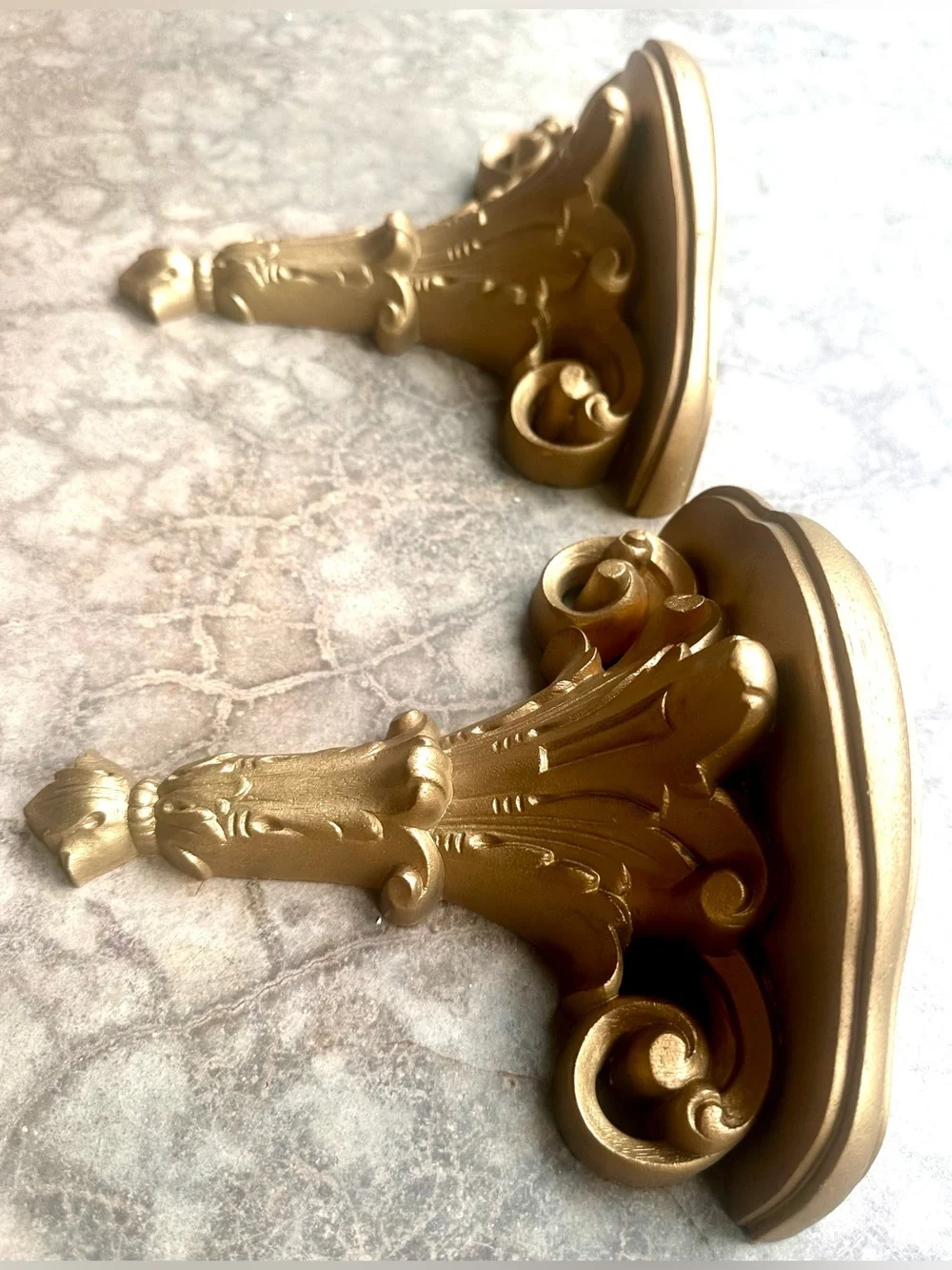 VTG 1986 Burwood Wall Sconce Shelf Gold Hollywood Regency 7 x 3.25 x 6.75